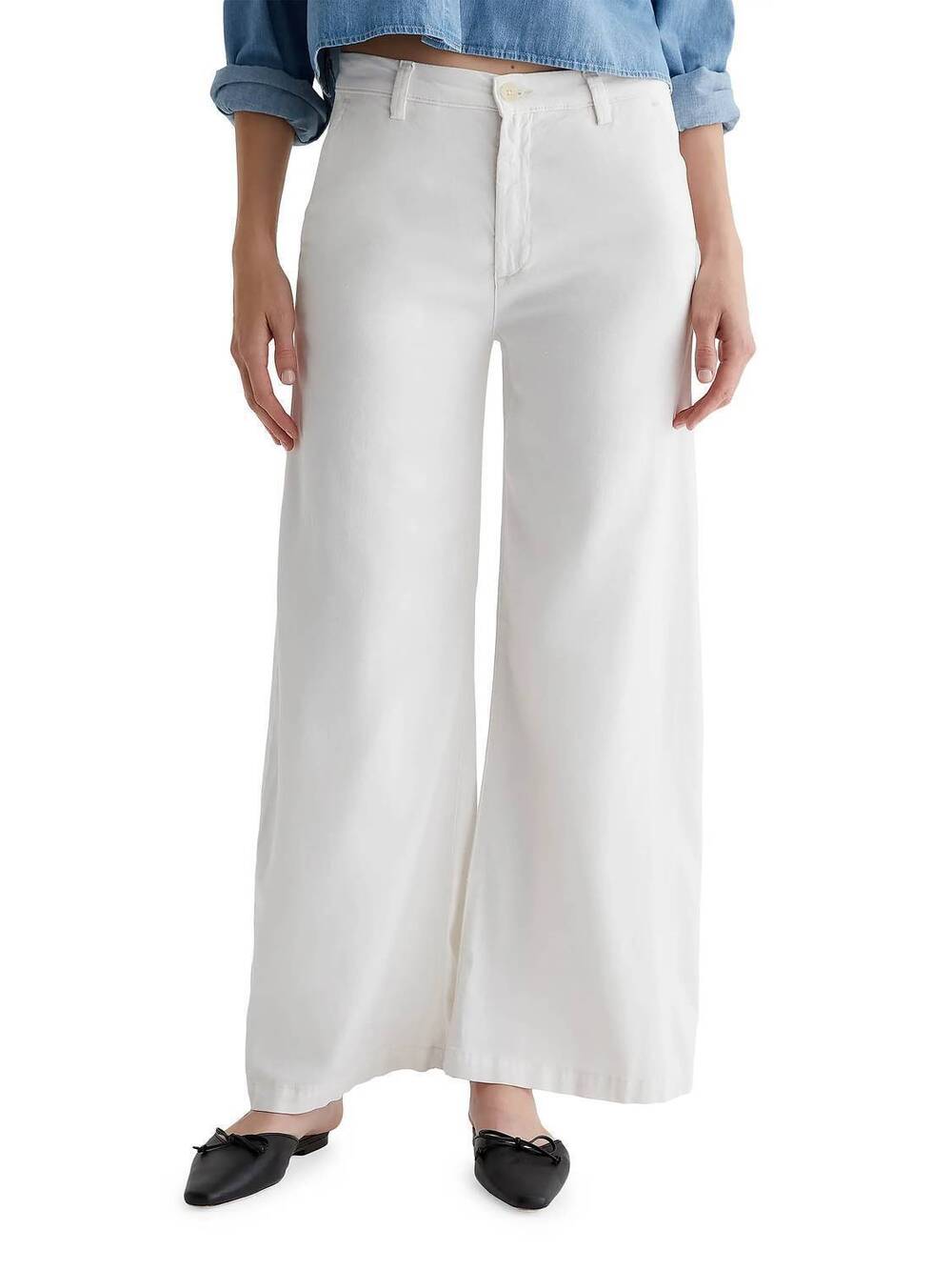 NEW AG JEANS caden twill wide-leg chino pants in white